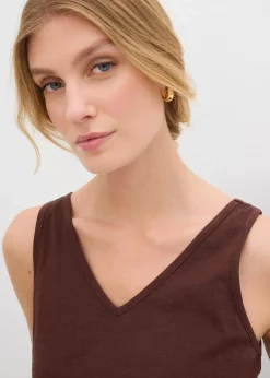 bonprix Nachhaltigere Materialien|Shirts & Tops^Tanktop aus reiner Bio-Baumwolle (2er Pack) wollweiß/terrabraun