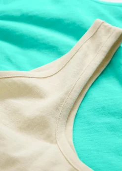 bonprix Unterhemden|Basics^Tanktop aus reiner Bio-Baumwolle (2er Pack) mentholblau/natur