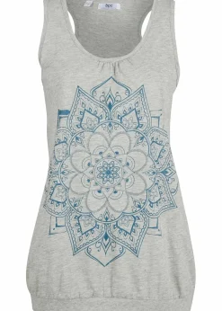 bonprix Shirts & Tops^Tanktop aus leichtem Jersey hellgrau meliert bedruckt