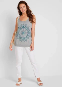 bonprix Shirts & Tops^Tanktop aus leichtem Jersey hellgrau meliert bedruckt