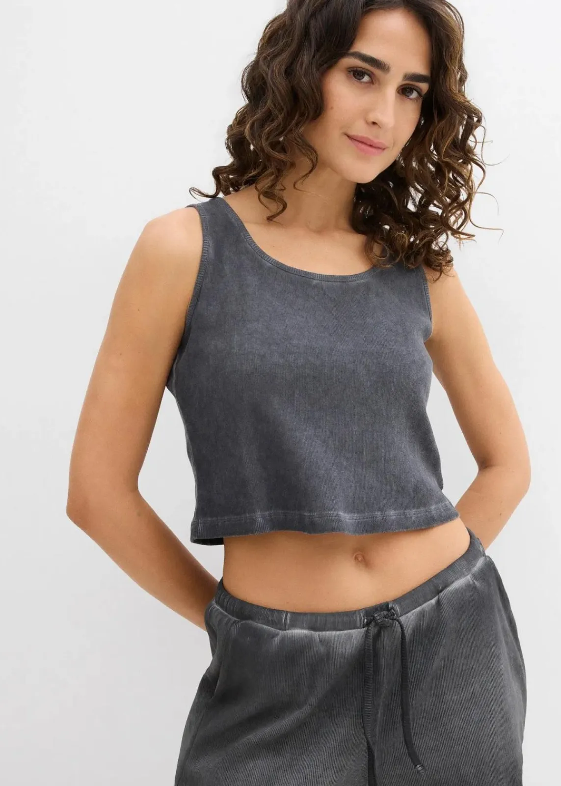 bonprix Shirts & Tops|Nachhaltigere Materialien^Tanktop aus reiner Bio-Baumwolle schiefergrau washed