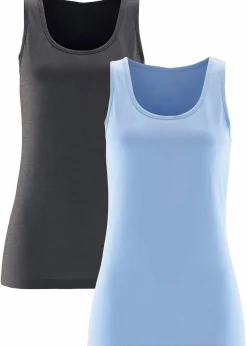 bonprix Shirts & Tops|Unterhemden^Tanktop, (2er Pack) perlblau+anthrazit meliert