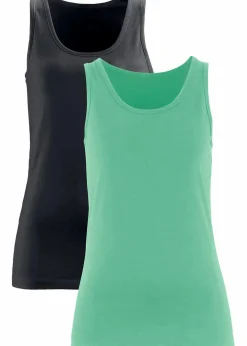 bonprix Shirts & Tops|Unterhemden^Tanktop, (2er Pack) softminze+schwarz
