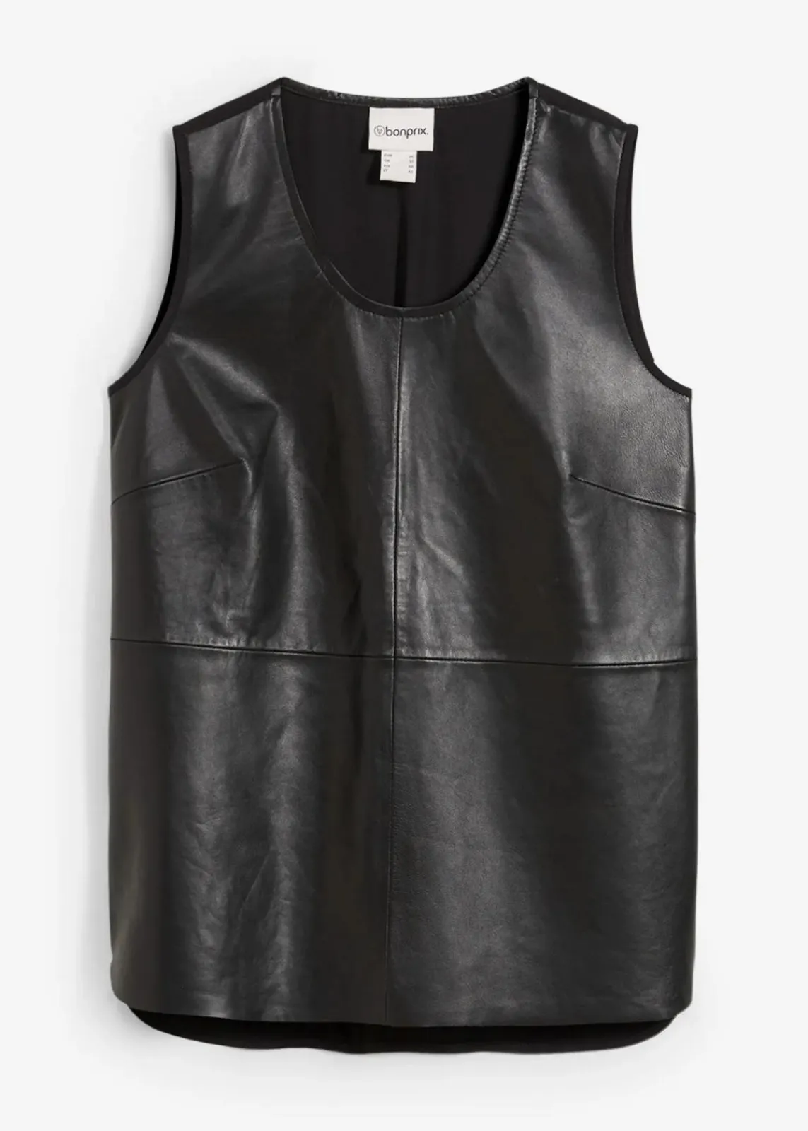 bonprix Premium|Shirts & Tops^Tanktop mit Vorderseite aus Lammnappa-Leder schwarz