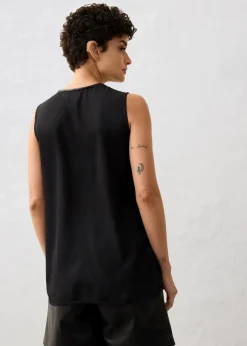 bonprix Premium|Shirts & Tops^Tanktop mit Vorderseite aus Lammnappa-Leder schwarz