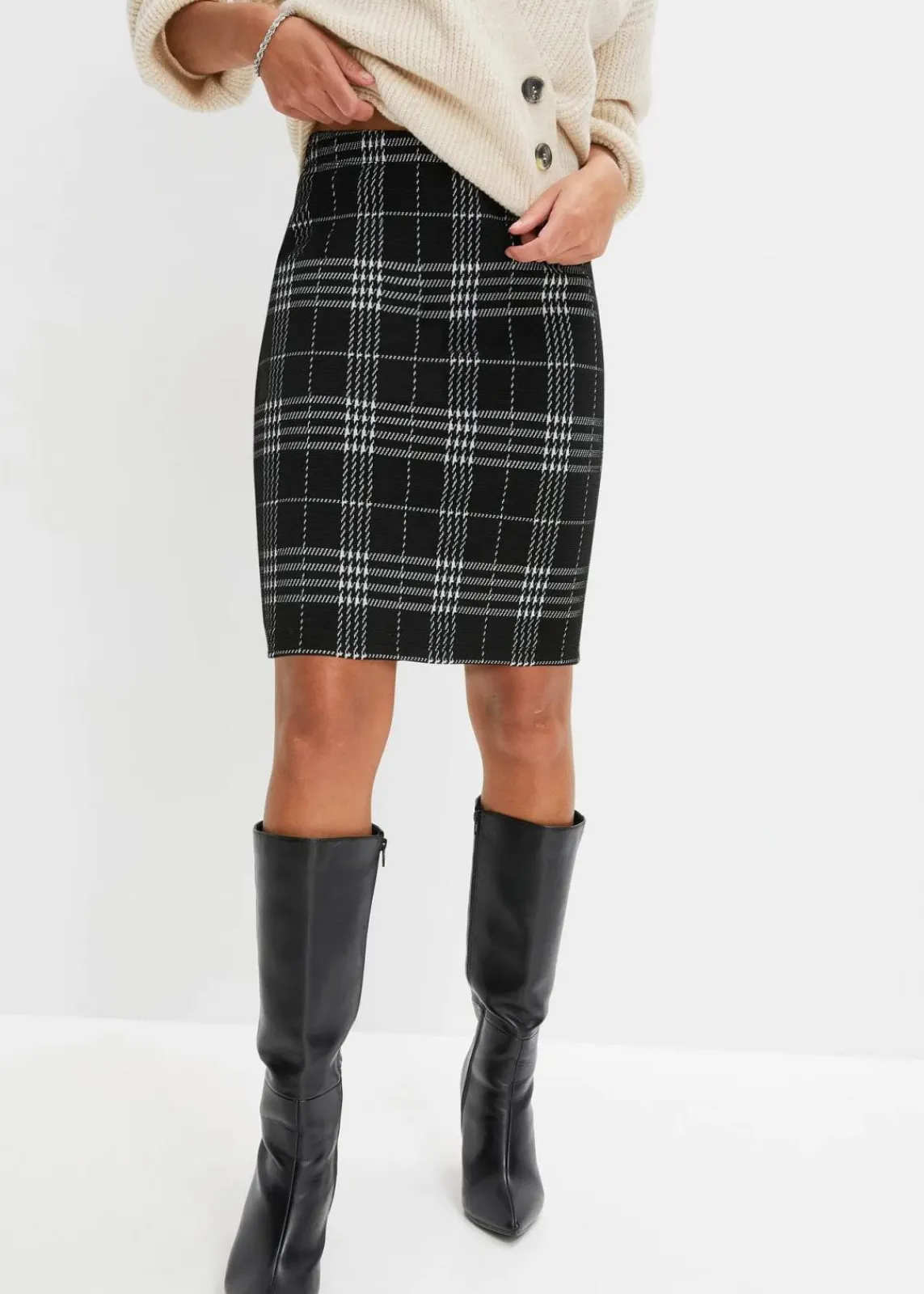 bonprix Bekleidung·Sportbekleidung|Röcke^Tartan-Minirock schwarz kariert