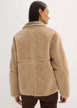 bonprix Bekleidung·Hosen|Nachhaltigere Materialien^Teddyfell-Jacke hellkhaki