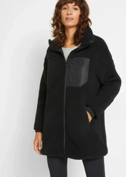 bonprix Jacken & Mäntel|Sweat^Teddy-Fleece Jacke schwarz