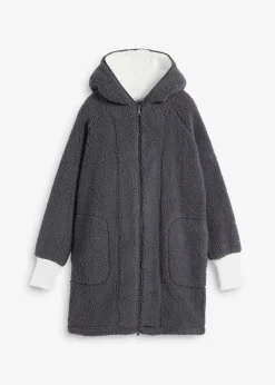 bonprix Jacken & Mäntel|Sweat^Teddy-Fleece Jacke schiefergrau