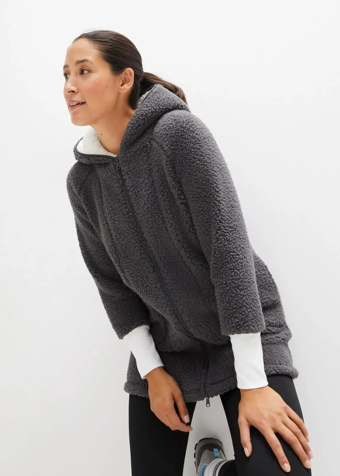 bonprix Jacken & Mäntel|Sweat^Teddy-Fleece Jacke schiefergrau