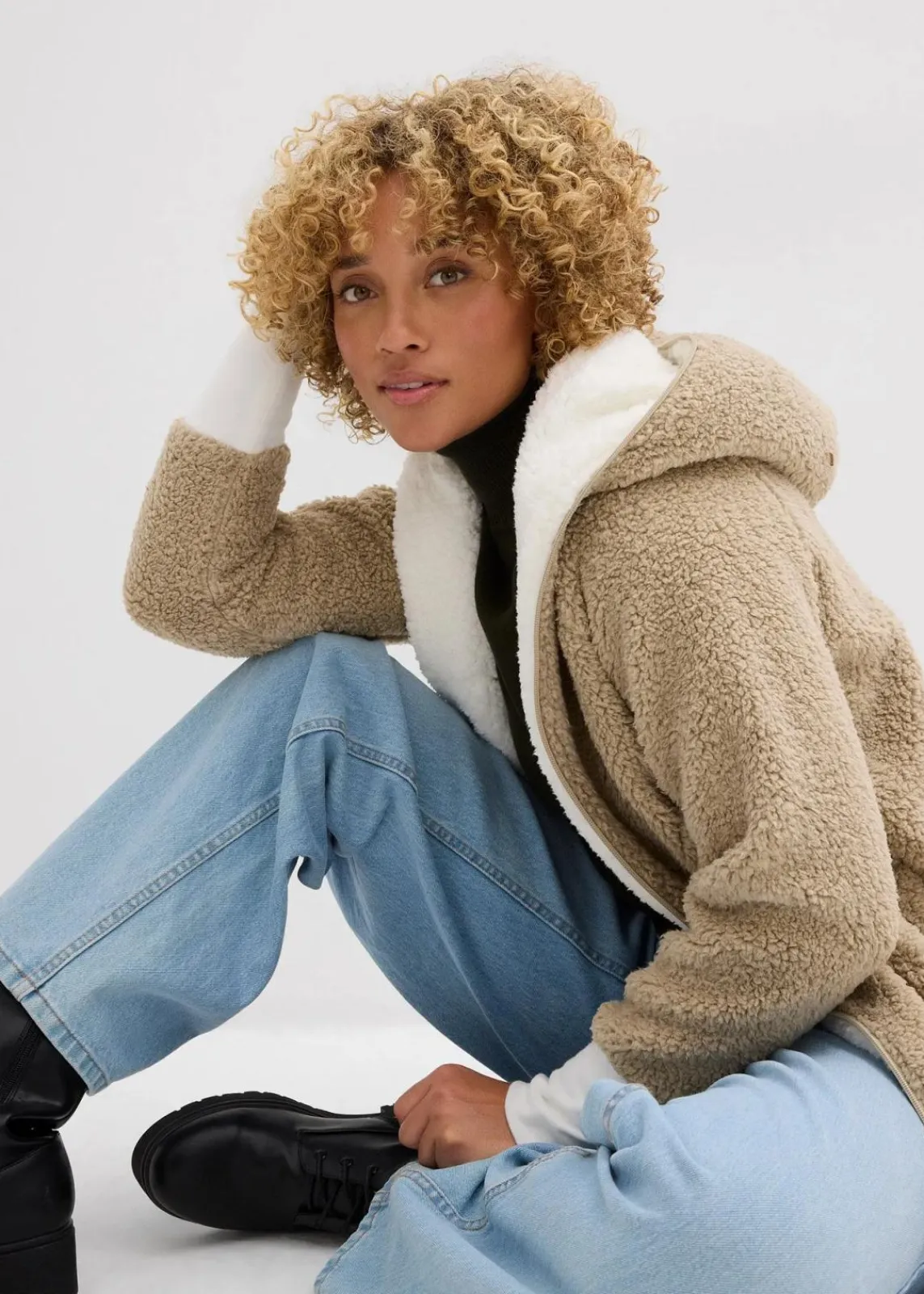 bonprix Jacken & Mäntel|Sweat^Teddy-Fleece Jacke mattschilf