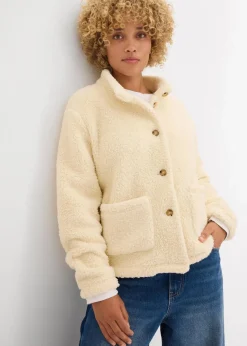 bonprix Bekleidung·Blusen & Tuniken|Bekleidung·Hosen^Teddy-Fleece Jacke naturbeige