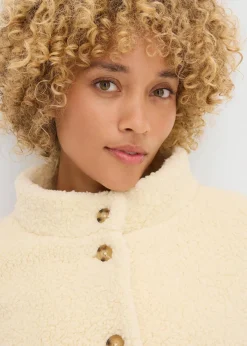 bonprix Bekleidung·Blusen & Tuniken|Bekleidung·Hosen^Teddy-Fleece Jacke naturbeige