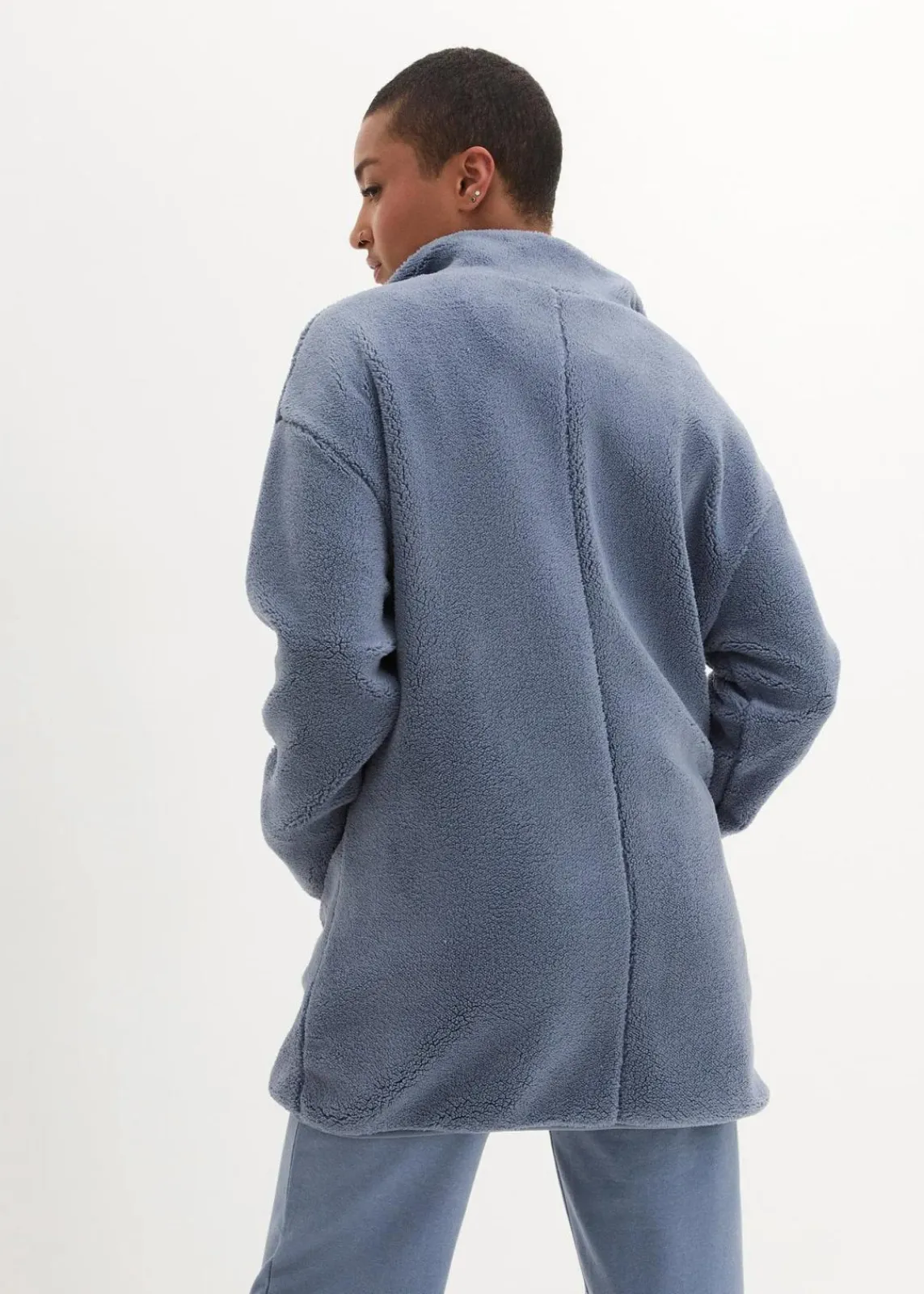 bonprix Jacken & Mäntel|Sweat^Teddy-Fleece Jacke rauchblau