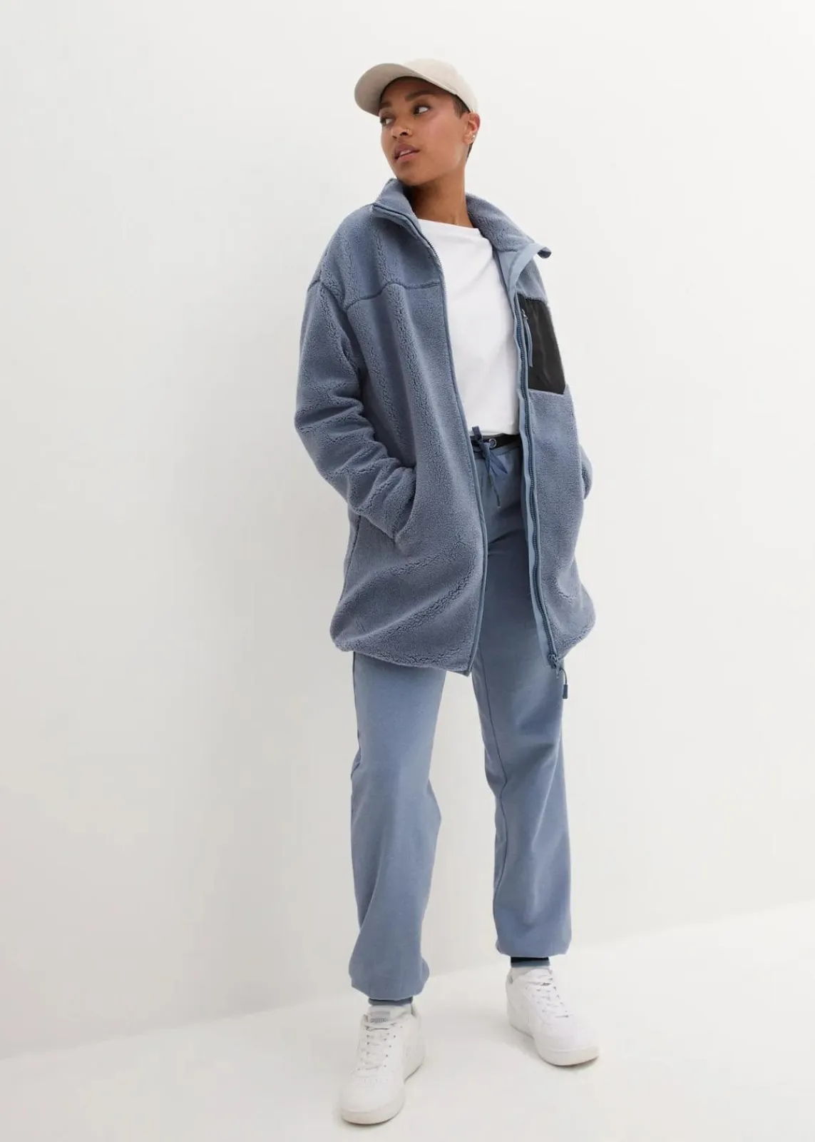 bonprix Jacken & Mäntel|Sweat^Teddy-Fleece Jacke rauchblau
