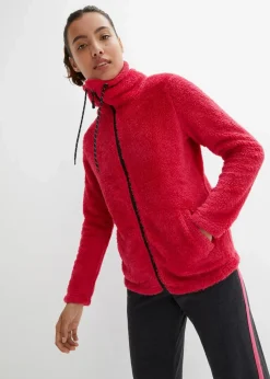 bonprix Jacken & Mäntel|Sweat^Teddy-Fleece Jacke magentarot