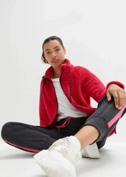 bonprix Jacken & Mäntel|Sweat^Teddy-Fleece Jacke magentarot