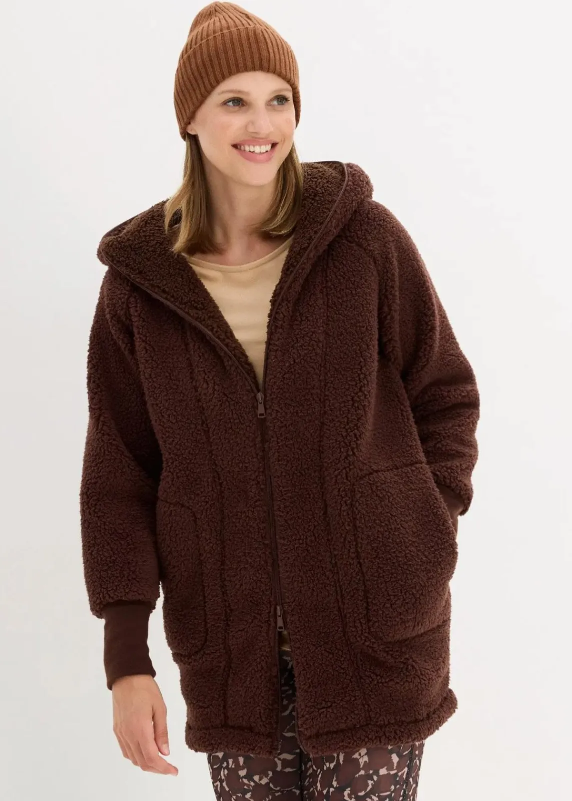 bonprix Jacken & Mäntel|Sweat^Teddy-Fleece Jacke terrabraun