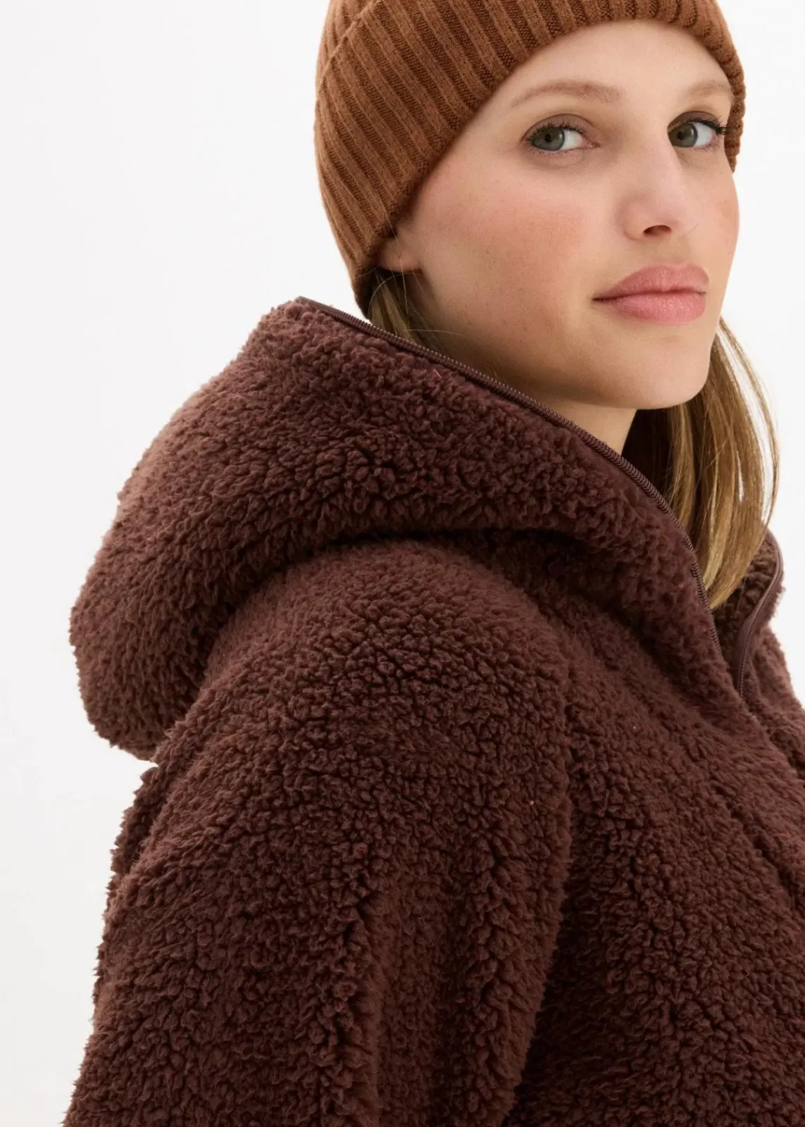 bonprix Jacken & Mäntel|Sweat^Teddy-Fleece Jacke terrabraun