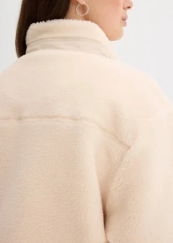 bonprix Jacken & Mäntel|Sweat^Teddy-Fleece Jacke kieselbeige