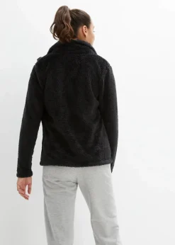 bonprix Jacken & Mäntel|Sweat^Teddy-Fleece Jacke schwarz