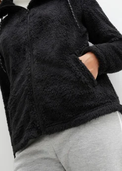 bonprix Jacken & Mäntel|Sweat^Teddy-Fleece Jacke schwarz