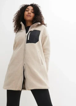 bonprix Jacken & Mäntel|Sweat^Teddy-Fleece Jacke steingrau