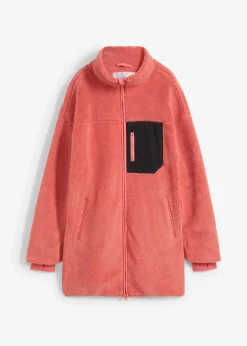 bonprix Jacken & Mäntel|Sweat^Teddy-Fleece Jacke rhabarber