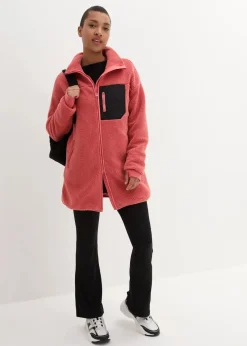 bonprix Jacken & Mäntel|Sweat^Teddy-Fleece Jacke rhabarber