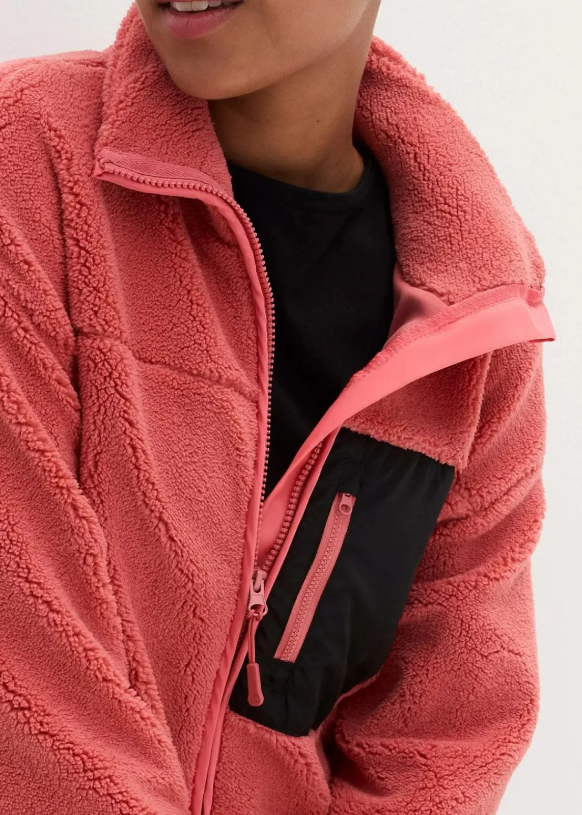 bonprix Jacken & Mäntel|Sweat^Teddy-Fleece Jacke rhabarber