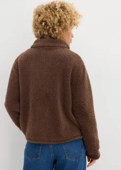 bonprix Jacken & Mäntel|Sweat^Teddy-Fleece Jacke lehmbraun