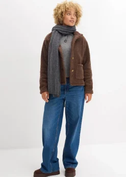 bonprix Jacken & Mäntel|Sweat^Teddy-Fleece Jacke lehmbraun