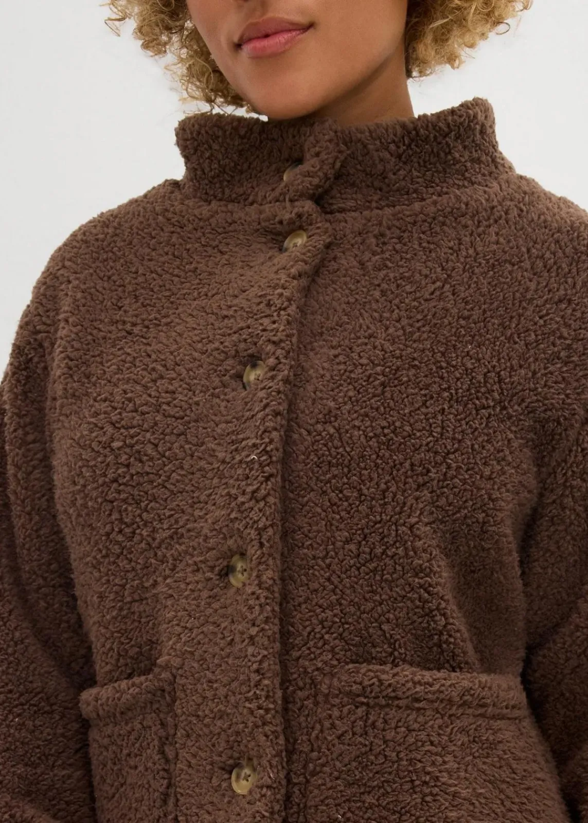 bonprix Jacken & Mäntel|Sweat^Teddy-Fleece Jacke lehmbraun