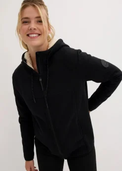 bonprix Bekleidung·Blusen & Tuniken|Bekleidung·Hosen^Teddy-Fleece Jacke schwarz/sandbeige
