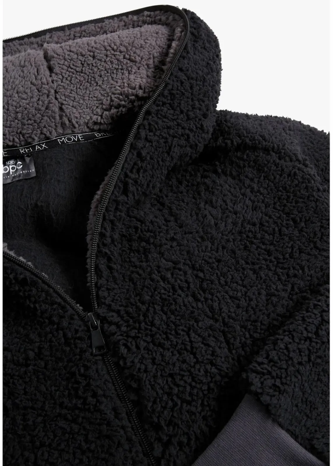 bonprix Bekleidung·Blusen & Tuniken|Bekleidung·Hosen^Teddy-Fleece Jacke schwarz