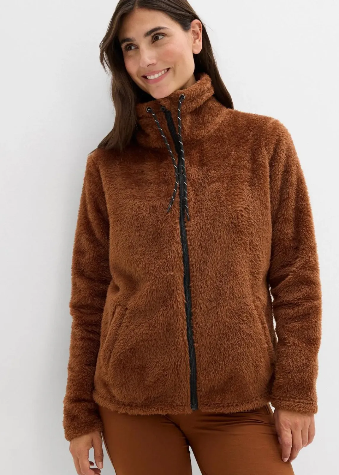 bonprix Jacken & Mäntel|Sweat^Teddy-Fleece Jacke ziegelbraun