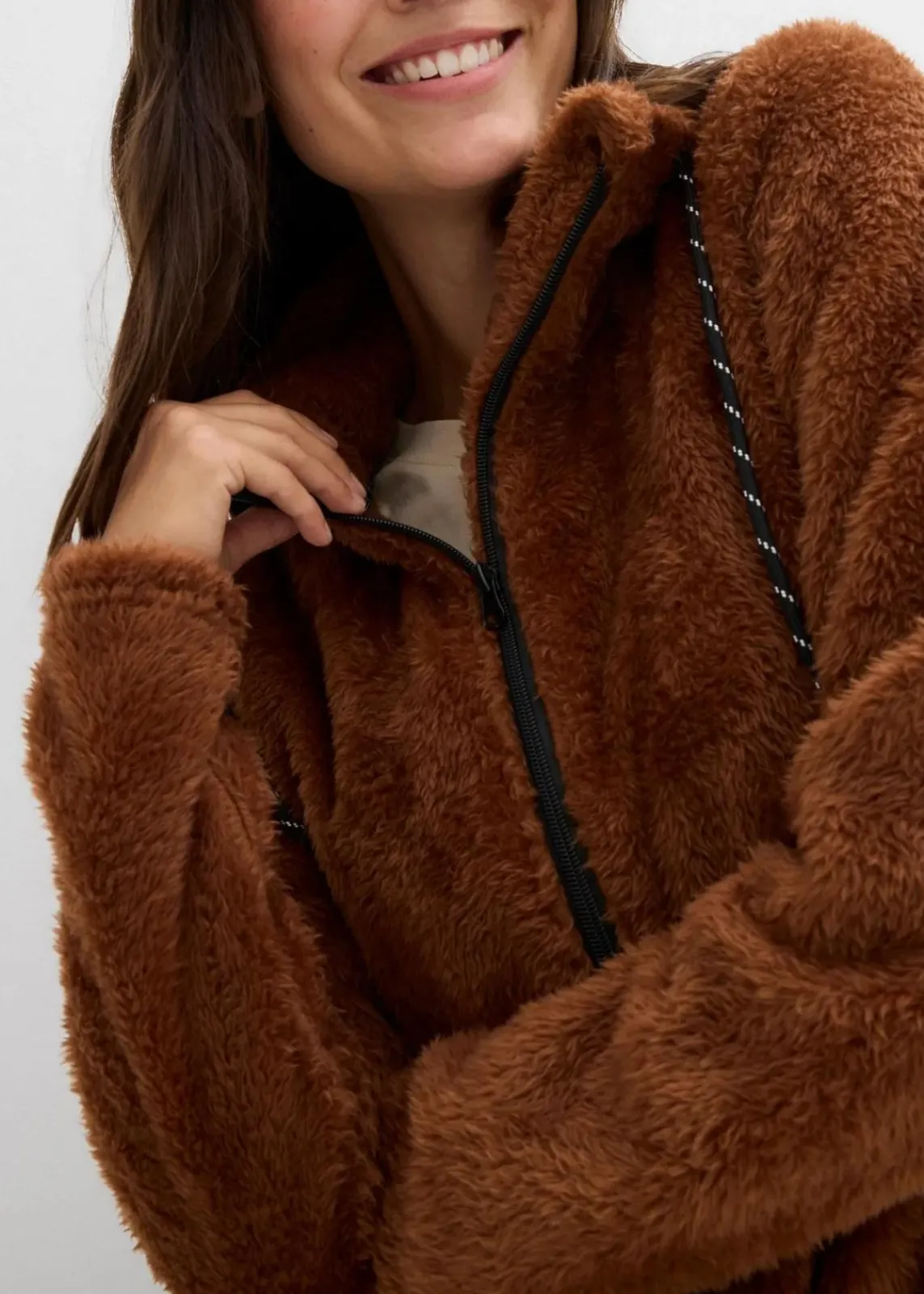 bonprix Jacken & Mäntel|Sweat^Teddy-Fleece Jacke ziegelbraun