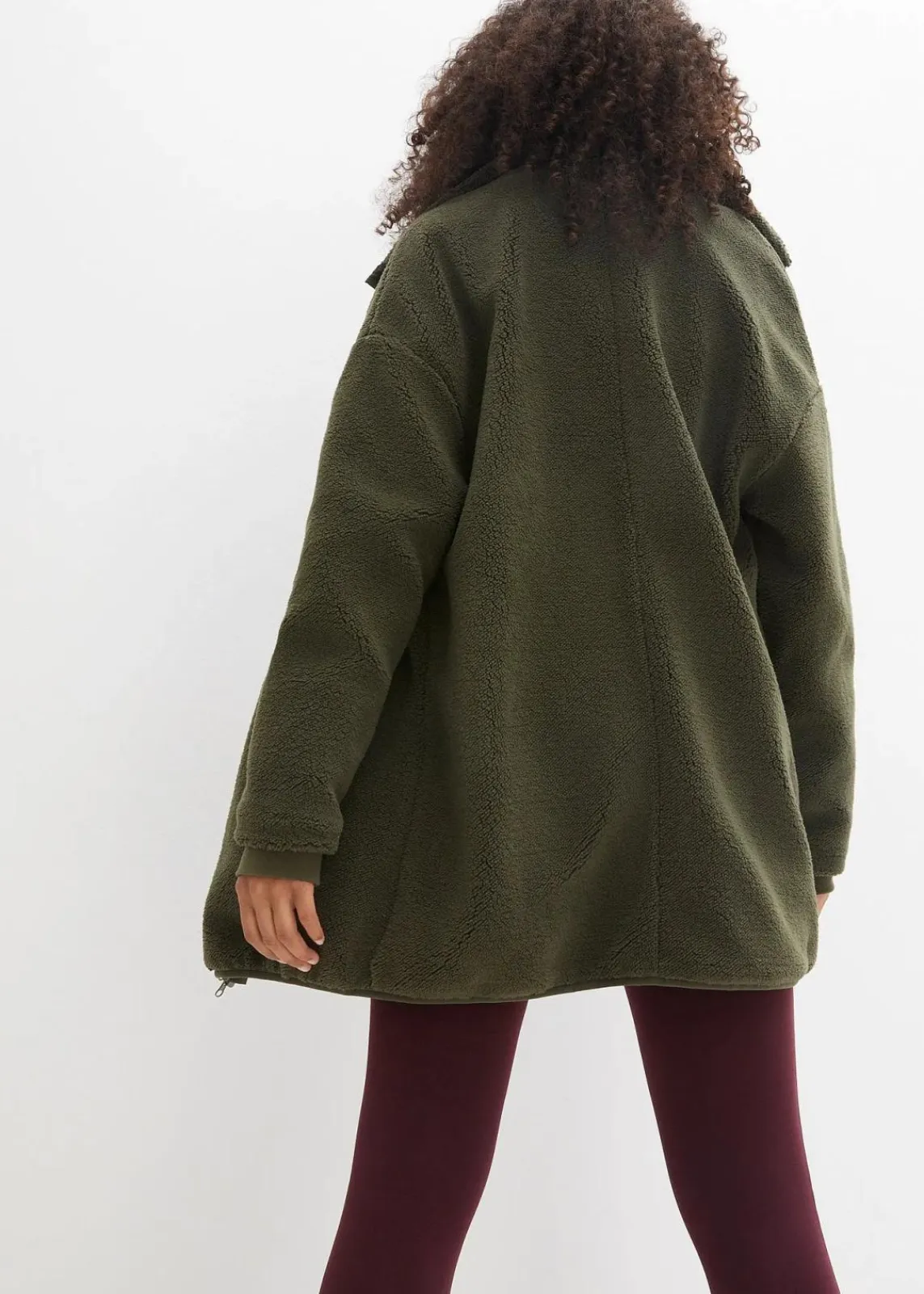 bonprix Bekleidung·Blusen & Tuniken|Bekleidung·Hosen^Teddy-Fleece Jacke dunkeloliv