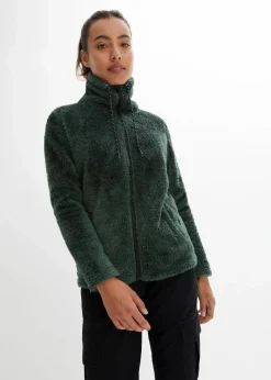 bonprix Bekleidung·Blusen & Tuniken|Bekleidung·Hosen^Teddy-Fleece Jacke schattengrün