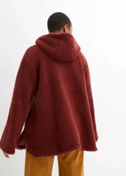 bonprix Bekleidung·Blusen & Tuniken|Bekleidung·Hosen^Teddy-Fleece Jacke in A-Linie mit Seitenschlitzen mandelbraun