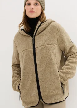 bonprix Jacken & Mäntel|Sweat^Teddy-Fleece Jacke mit Kapuze new khaki