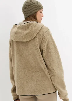 bonprix Jacken & Mäntel|Sweat^Teddy-Fleece Jacke mit Kapuze new khaki