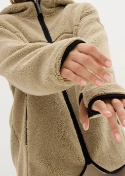 bonprix Jacken & Mäntel|Sweat^Teddy-Fleece Jacke mit Kapuze new khaki