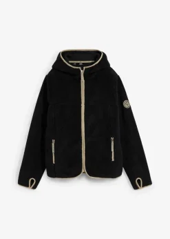 bonprix Bekleidung·Blusen & Tuniken|Bekleidung·Hosen^Teddy-Fleece Jacke mit Kapuze schwarz