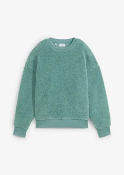 bonprix Sweat|Nachhaltigere Materialien^Teddy-Fleecepullover rauchsalbei