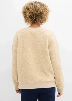 bonprix Bekleidung·Blusen & Tuniken|Nachhaltigere Materialien^Teddy-Fleecepullover hellsand