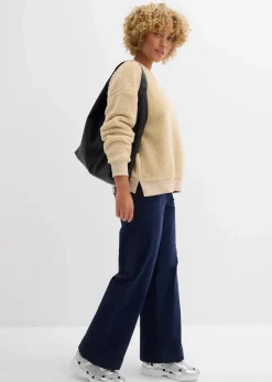 bonprix Bekleidung·Blusen & Tuniken|Nachhaltigere Materialien^Teddy-Fleecepullover hellsand