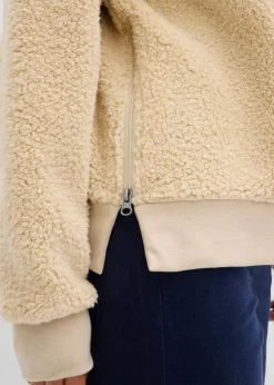 bonprix Bekleidung·Blusen & Tuniken|Nachhaltigere Materialien^Teddy-Fleecepullover hellsand