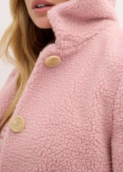bonprix Jacken & Mäntel|Bekleidung·Hosen^Teddymantel mit Kapuze und Taschen aschrosa