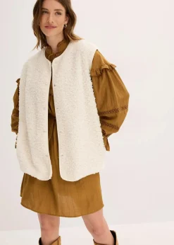 bonprix Jacken & Mäntel|Sweat^Teddy-Weste perlweiß
